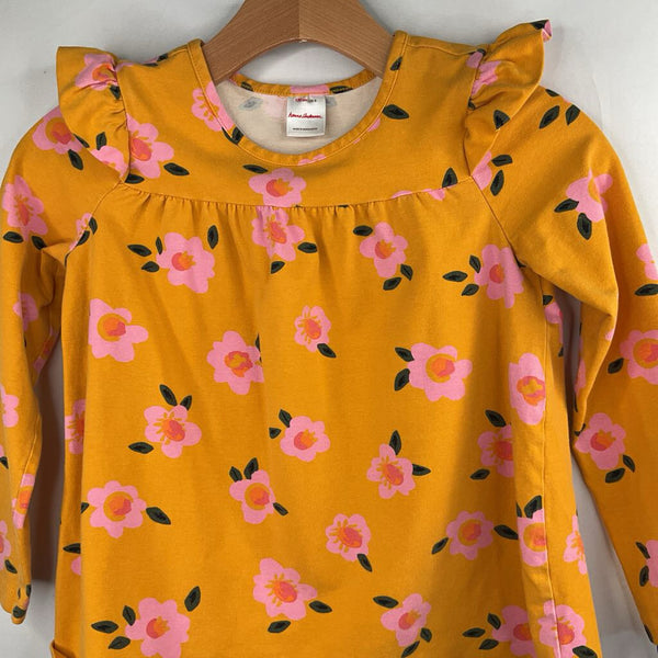 Size 8 (130): Hanna Andersson Yellow/Pink Flowers Long Sleeve Blouse