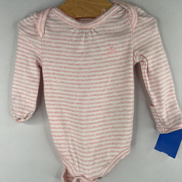 Size 0-3m: Gap Pink/White Striped Long Sleeve Onesie