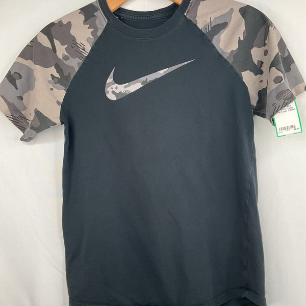 Size 10-12: Nike Black/Grey Camo Swoop Logo T-Shirt