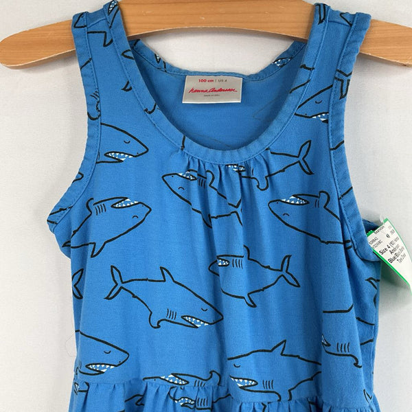 Size 4 (100): Hanna Andersson Blue/Black Sharks Tank Dress