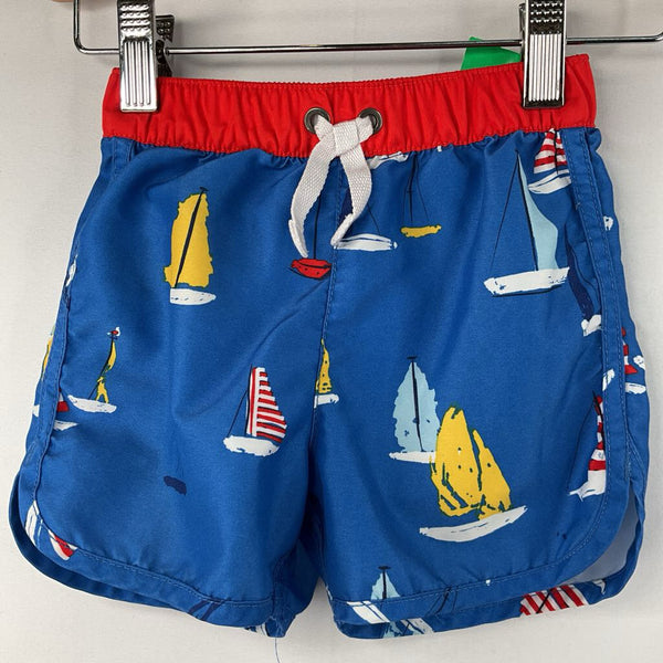 Size 2 (85): Hanna Andersson Blue/Colorful Sailboats Swim Shorts