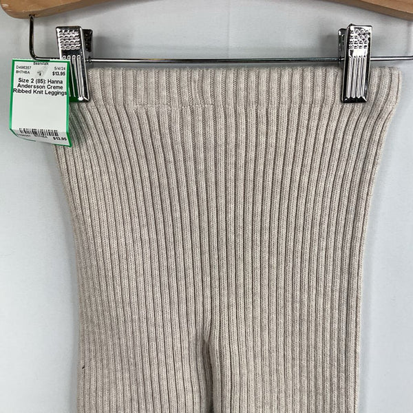 Size 2 (85): Hanna Andersson Creme Ribbed Knit Leggings