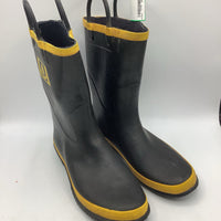 Size 6Y: Storm Chief Black/Yellow Rain Boots