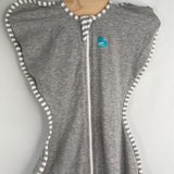 Size M: Love To Dream Swaddle Up Grey Heathered Stripe Sleepsack
