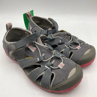 Size 3Y: Keen Grey/Pink Velcro/Toggle Sandals