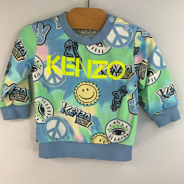 Size 6m: Kenzo Blue/Colorful Tie-Dye Fun Print Sweatshirt