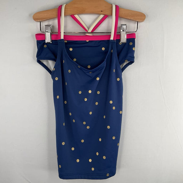 Size 9-10: BodenNavy/Pink/Gold Dots 2pc Swim Suit