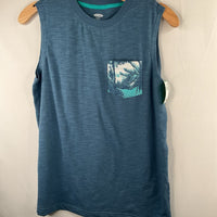 Size 10-12: Old Navy Blue Heathered Tropical Pocket Tank
