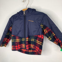 Size 6-12m: Columbia Navy/Red/Yellow Plaid Fleece/Nylon Zip-Up Coat