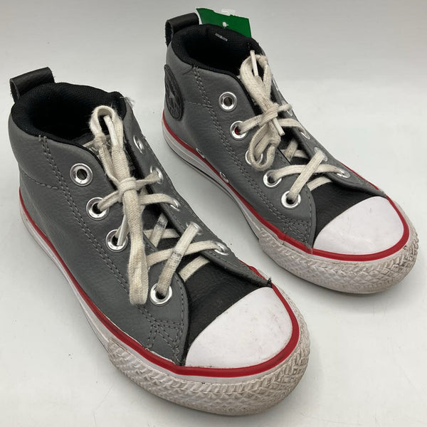 Size 11: Converse Grey/Red/Black Lace-Up Sneakers