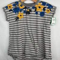 Size 7: Tea Grey/White/Blue/Yellow Stripes/Flowers T-Shirt