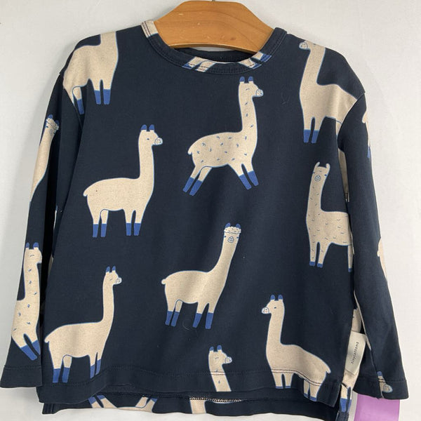 Size 12-18m: Tiny Cottons Navy/White Llamas/Alpacas Long Sleeve Shirt