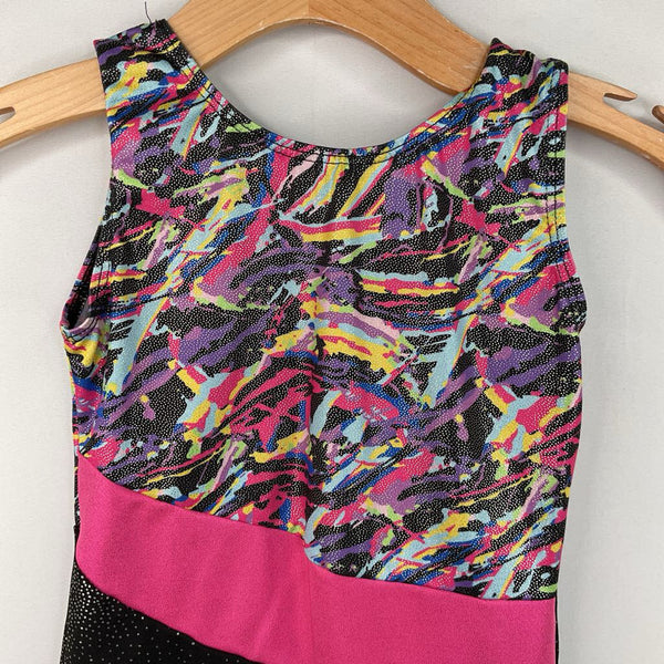 Size 8: Black/Colorful Sequin Gymnastics Leotard