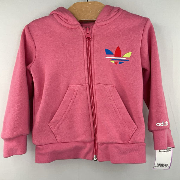 Size 9-12m: Adidas Pink/Colorful Logo Zip-Up Hoodie