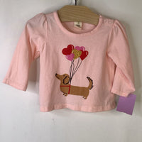 Size 3m: Tucker + Tate Pink Dachshund Red/Pink Heart Balloons Long Sleeve T