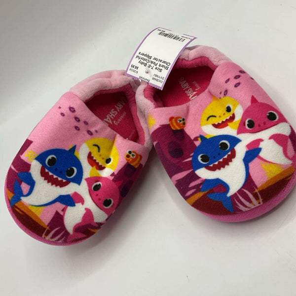 Size 7-8: Baby Shark Pink/Colorful Character Slippers