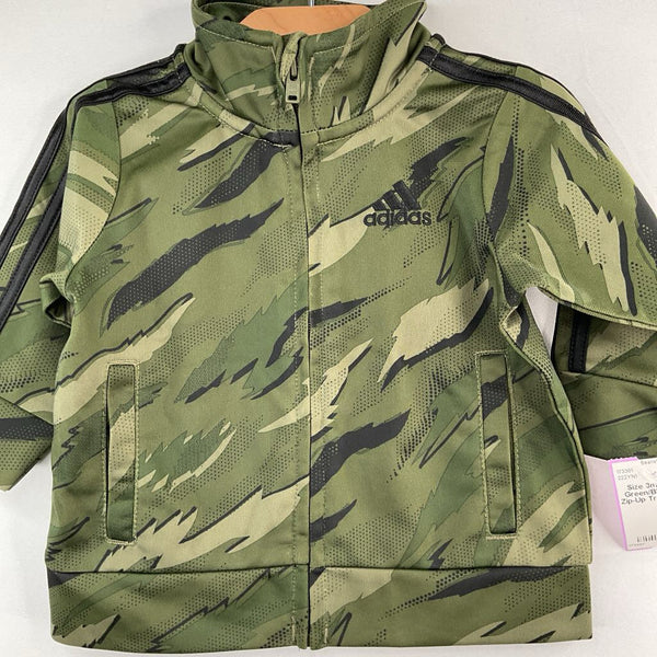 Size 3m: Adidas Green/Black Print Zip-Up Track Jacket