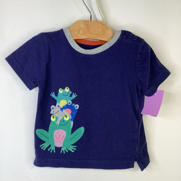 Size 3-6m: Baby Boden Navy Blue Frog Patches T-Shirt