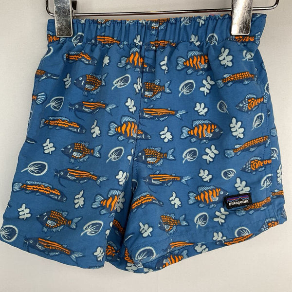 Size 6-12m: Patagonia Blue/Orange Fish Swim Shorts