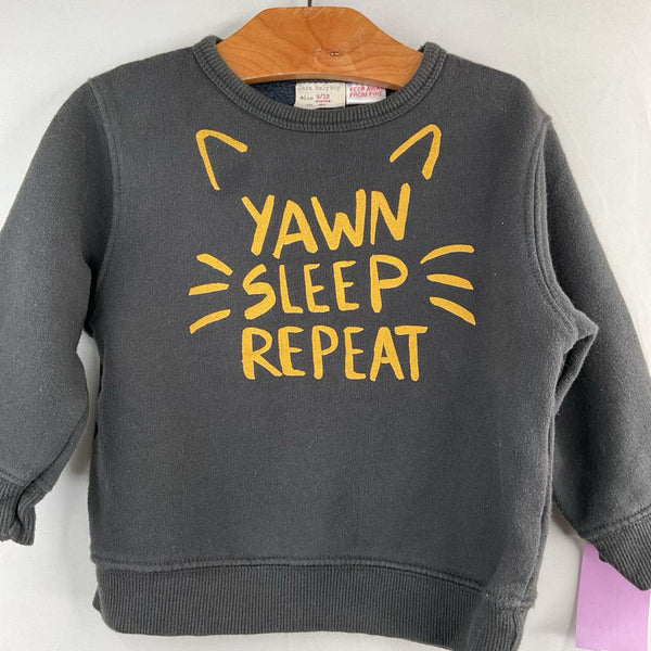 Size 9-12m: Zara Black/Yellow "Yawn Sleep Repeat" Sweater