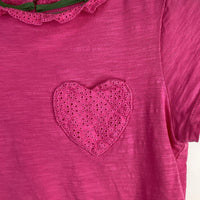 Size 9-10: Pink Eyelet Heart Pocket T-Shirt