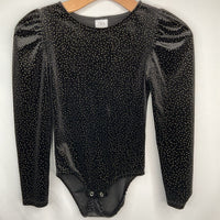 Size 9: Zara Black/Silver Sparkle Velour Leotard