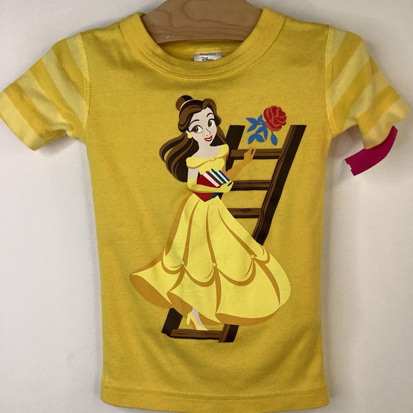 Size 3 (90): Hanna Andersson Disney Yellow Bell Short Sleeve Short 2pc PJS