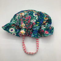 Size 12-18m: Tea Colorful Flowers/Stripes Reversible Sun Hat