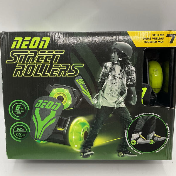 Neon Street Rollers LED Heel Wheels Green Clip on Skates NEW