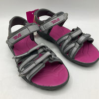 Size 12: Teva Grey Sparkly Silver Velcro Sandals NEW