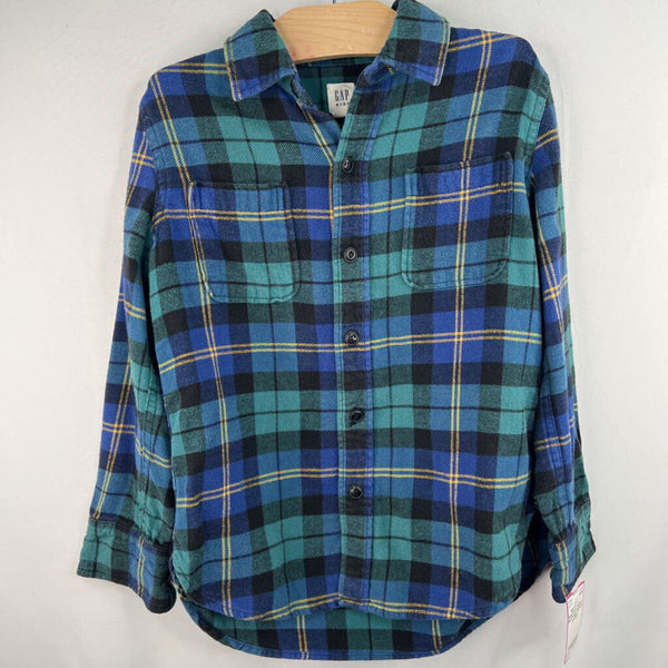 Size 6-7: Gap Blue/Green/Yellow Plaid Flannel Button-Up Shirt