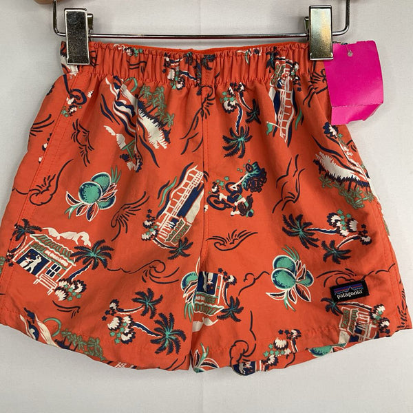 Size 12-18m: Patagonia Orange/Colorful Tropical Print Shorts