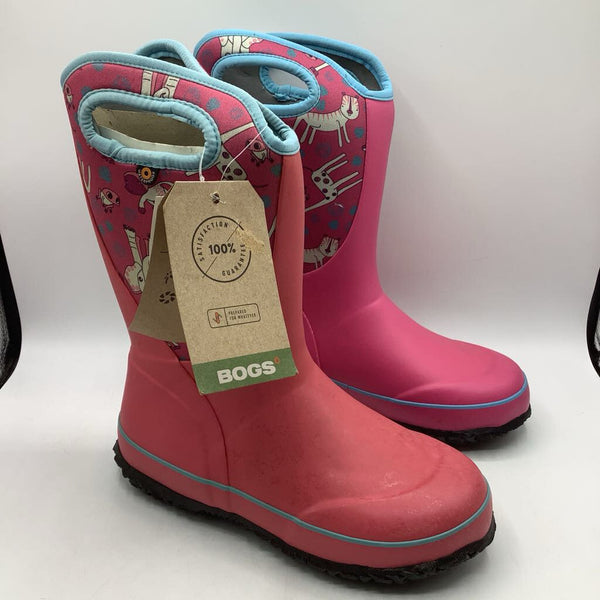 Size 4Y: Bogs SLUSHIE Pink Lower Teal Animal Print Upper Insulated Rated -4F Rain Boots NEW REDUCED