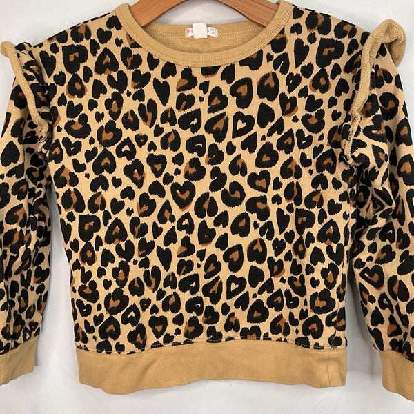 Size 8: Crewcuts Brown/Black Cheetah Print Ruffle Sleeve Sweatshirt