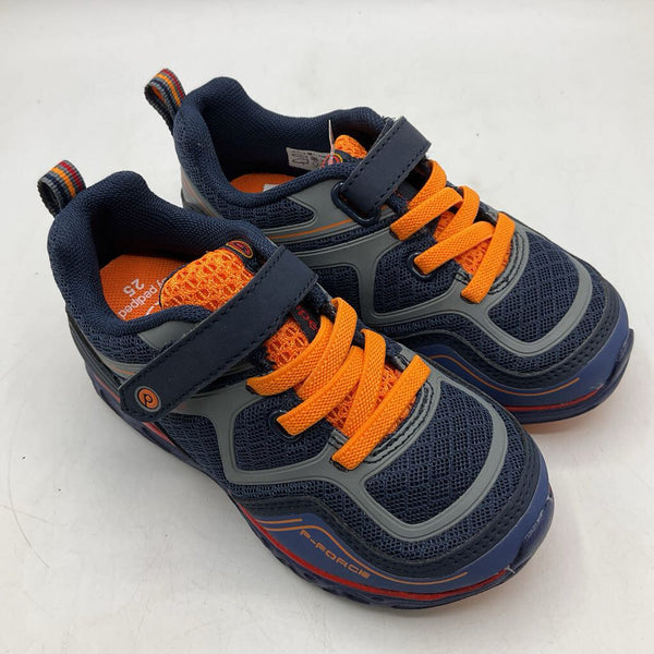 Size 8.5: Pediped FORCE/NAVY ORANGE Velcro SNEAKERS Vegan Shoes NEW