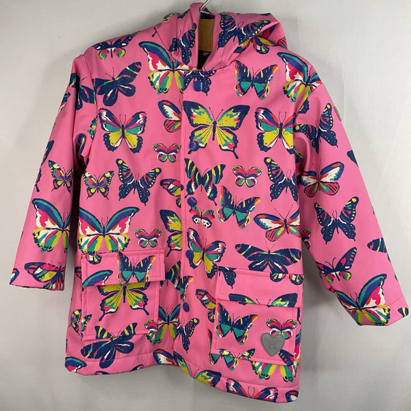Size 4: Hatley Pink/Colorful Butterflies Terry Cloth Lined Rain Coat