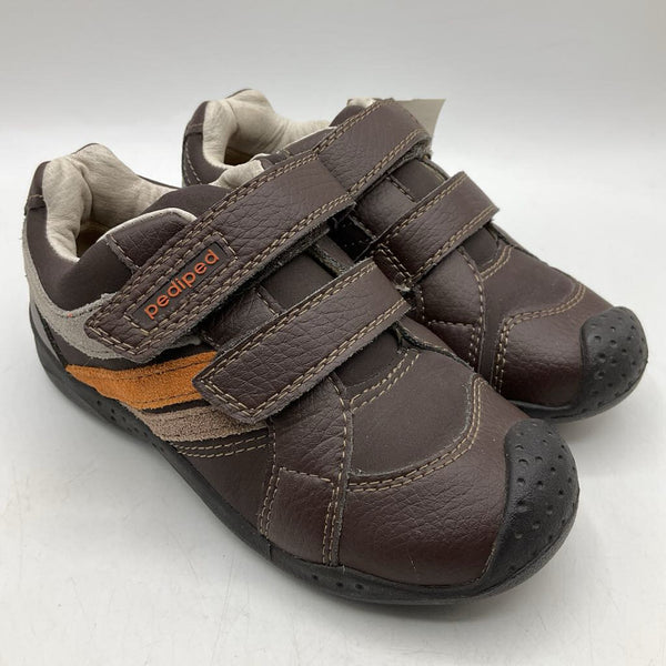 Size 11-11.5: Pediped Channing/BROWN,Orange Velcro Shoes NEW