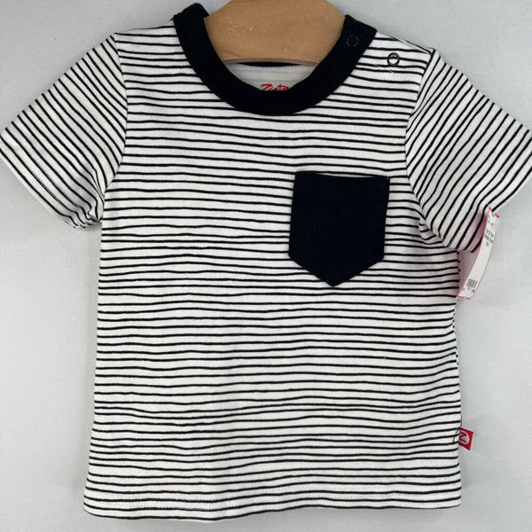 Size 12m: Zutano White/Black Striped T-Shirt