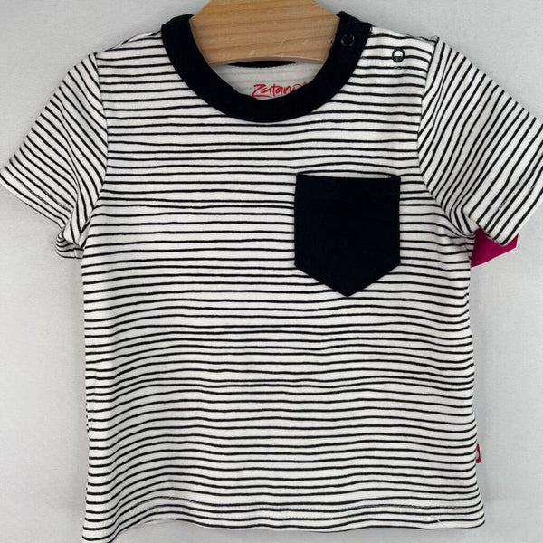 Size 12m: Zutano White/Black Striped T-Shirt