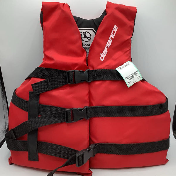 Size Child (50-90lbs): Defiance Red/Black Life Vest