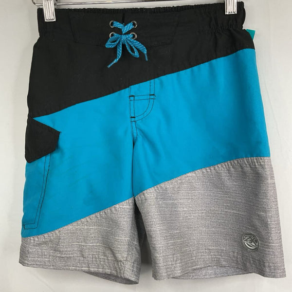 Size 7-8: Zero Xposur Black/Blue/Grey Swim Shorts REDUCED