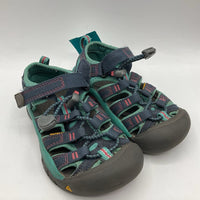 Size 10: Keen Blue/Pink Trim Velcro/Toggle Strap Sandals