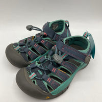 Size 10: Keen Blue/Pink Trim Velcro/Toggle Strap Sandals