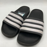 Size 2Y: Adidas Black/White Slide Sandals