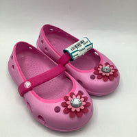 Size 6: Crocs Pink Flower Embellished Mary Janes