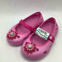 Size 6: Crocs Pink Flower Embellished Mary Janes