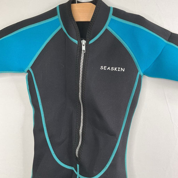 Size 4: Seaskin Black/Blue Short Sleeve Wetsuit