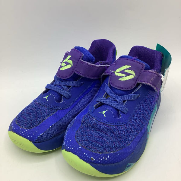 Size 9: Air Jordan Blue/Purple/Green Trim Velcro Strap Sneakers