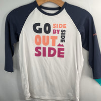 Size 8: Columbia White/Blue "Go Out Side Side By Side" Long Sleeve T-Shirt