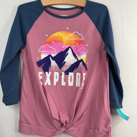 Size 8: Lands End "Explore" Pink Mountain Landscape Long Sleeve T-Shirt